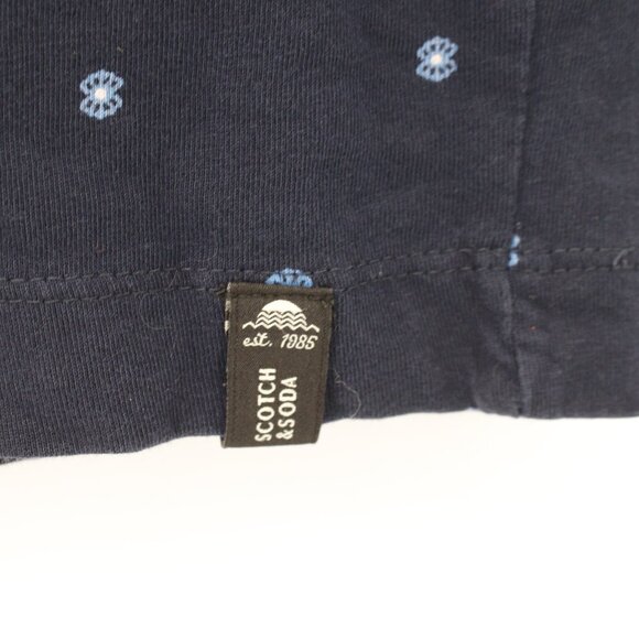 Scotch & Soda Shirt Men Small Blue butterfly print Cotton Short Sleeve Crew Neck - Picture 4 of 12